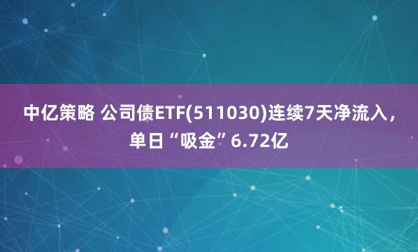 中亿策略 公司债ETF(511030)连续7天净流入，单日“吸金”6.72亿